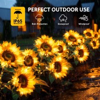 Solar Garden Lights 3 Pack Solar Flowers Outdoor Waterproof With 9 Sunflower Lights Solar Lights For Outside Garden Decor Out