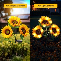 Solar Garden Lights 3 Pack Solar Flowers Outdoor Waterproof With 9 Sunflower Lights Solar Lights For Outside Garden Decor Out