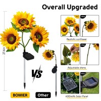 Solar Garden Lights 3 Pack Solar Flowers Outdoor Waterproof With 9 Sunflower Lights Solar Lights For Outside Garden Decor Out