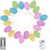 C Appok Egg Lights For Easter Decorations, 6.5Ft 20 Leds Egg String Lights With Timer And Remote, Waterproof Battery Operated Fairy String Light For Easter Decor, Outdoor, Home, Party