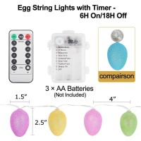 C Appok Egg Lights For Easter Decorations, 6.5Ft 20 Leds Egg String Lights With Timer And Remote, Waterproof Battery Operated Fairy String Light For Easter Decor, Outdoor, Home, Party