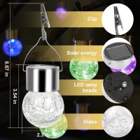 Mlknk Hanging Solar Lights For Outside Tree Decorations Outdoor Crackle Glass Ball Hanging Solar Lantern With Hook 10 Pack For G