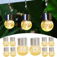 Mlknk Hanging Solar Lights For Outside Tree Decorations Outdoor Crackle Glass Ball Hanging Solar Lantern With Hook 10 Pack For G