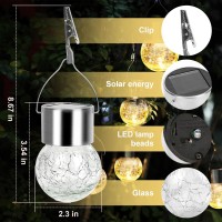 Mlknk Hanging Solar Lights For Outside Tree Decorations Outdoor Crackle Glass Ball Hanging Solar Lantern With Hook 10 Pack For G