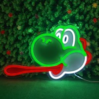 Frifun Mario Neon Sign Yoshi Led Lights Dinosaur Neon Light 16In Anime Light Usb Powered With Ten Brightness Settings For Bedroo