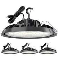 Pvilub Ufo Led High Bay Light 150W 4 Pack 5000K High Bay Led Light Fixture With Us Plug 5 Cable 21000Lm Ip65 Waterproof High