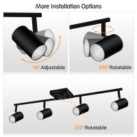 Boostarea 4Light Track Lighting Kit Modern Track Lighting Fixtures Ceiling Rotatable Light Heads Flush Mount Ceiling Spotlig