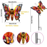 Solar Garden Lights Outdoor Butterfly Garden Decor Large 41 Metal Decorative Garden Stake Lights Waterproof Butterfly Decora