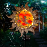 Yjfwal New Garden Solar Lights Pathway Stake Lights Butterfly Fairy Lights With Glass Decor Outdoor Decorative Lights Waterproo