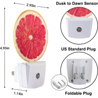 Uanvaha Pink Ripe Grapefruit Night Lights Plug Into Wall Led Dusk To Dawn Night Lamp Auto Sensor For Bedroom Bathroom Hallway Li