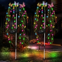 Solar Garden Lights Outdoor Decorative Waterproof 69Led Swaying Tree Solar Lights For Outside Butterfly Flower Lights Solar Po