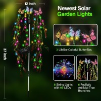 Solar Garden Lights Outdoor Decorative Waterproof 69Led Swaying Tree Solar Lights For Outside Butterfly Flower Lights Solar Po