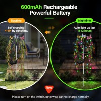 Solar Garden Lights Outdoor Decorative Waterproof 69Led Swaying Tree Solar Lights For Outside Butterfly Flower Lights Solar Po