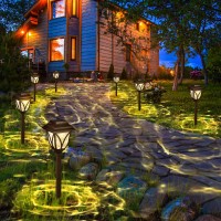 8 Pack Solar Lights Outdoor Waterproof Solar Garden Lights Solar Lights For Outside With Warm Led Light Solar Yard Lights Land