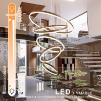 Embring Modern Chandelier 5 Ring Led Chandelier 3150 Large Modern Chandelier Light Fixture Height Adjustable High Ceiling Cha