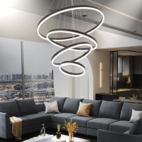 Embring Led Chandelier 4 Ring Chandelier Modern Led Pendant Light Dimmable Black Modern Chandelier For Dining Room Luxury High C