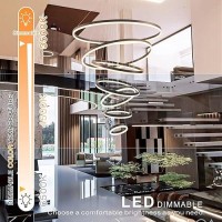 Embring 7 Rings Chandelier 3937 Larger Black Modern Led Chandeliers For High Ceiling Modern High Ceiling Chandelier For Entr