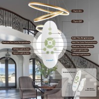 Embring Modern Led Chandelier 5 Rings Gold Chandeliers With Remote Control Dimmable Large Chandelier For High Ceiling Staircase