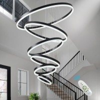 Embring Modern Led Chandelier Large 6 Ring Chandelier D315 Black Modern Chandeliers For High Ceiling Chandelier Light Fixture W