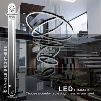 Embring Modern Led Chandelier Large 6 Ring Chandelier D315 Black Modern Chandeliers For High Ceiling Chandelier Light Fixture W