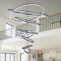 Embring 8 Rings Chandelier 4724 Extra Large Led Chandelier Black Modern Chandeliers Larger High Ceiling Chandelier For Foyer