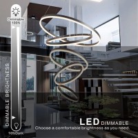 Led Chandelier Modern Led Chandelier 5 Rings Black Chandelier For Dining Room Dimmable With Remote Acrylic Adjustable Circle Ch