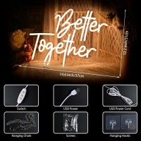 Better Together Neon Sign For Wedding Warm White Better Together Led Signs For Wall Decor Adjustable Brightness Light Up Sign