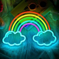 Rainbow Neon Light Sign For Wall Decor 142 X 95 Cute Colorful Neon Rainbow Light Up Sign With Switch For Kids Bedroom Mu