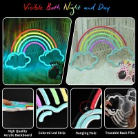 Rainbow Neon Light Sign For Wall Decor 142 X 95 Cute Colorful Neon Rainbow Light Up Sign With Switch For Kids Bedroom Mu