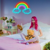 Rainbow Neon Light Sign For Wall Decor 142 X 95 Cute Colorful Neon Rainbow Light Up Sign With Switch For Kids Bedroom Mu