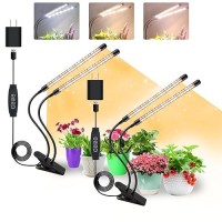 Plant Lights For Indoor Growing Growstar Full Spectrum 4 Heads Clip Grow Lamps With 10 Feet Cables For Seeding Blooming And Fru