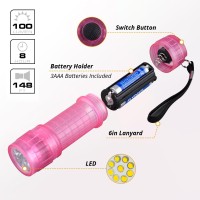 Kunhe 7 Pack Glow In Dark Flashlights Compact Handheld Torch Assorted Colors With Lanyard 3Aaa Battery Included Hurricane Suppl