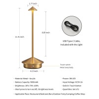 Visdanfo Modern Cordless Table Lamp Set Of 2 Portable Led Desk Lamps 5000Mah Rechargeable Battery Operated Lighting For Bedsid