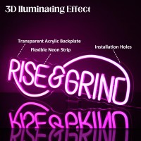 Cktbley Rise Grind Neon Sign Pink Hustle Led Neon Signs Motivational Wall Decor Inspirational Led Neon Light Words Sign Letter