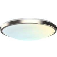 Luxrite Motion Sensor Led Flush Mount Ceiling Light, 15 Inch, 5Cct Selectable 2700K 3000K 3500K 4000K 5000K, 60S Timeout, 24W, 1800Lm, Brushed Nickel, Damp Rated, Etl Listed - Indoor And Outdoor