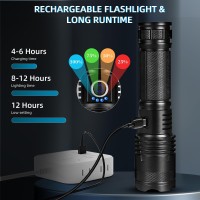 Cinlinso Rechargeable Led Flashlights High Lumens 990 000 Lumens Super Bright Flashlights With 5 Modes Waterproof Powerful Fla