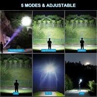 Cinlinso Rechargeable Led Flashlights High Lumens 990 000 Lumens Super Bright Flashlights With 5 Modes Waterproof Powerful Fla