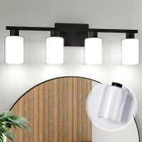 Black Bathroom Light Fixtures Over Mirror 4 Lights Matte Black Vanity Lights Modern Black Bathroom Vanity Lights With White Gl