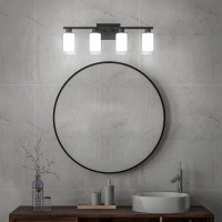 Black Bathroom Light Fixtures Over Mirror 4 Lights Matte Black Vanity Lights Modern Black Bathroom Vanity Lights With White Gl