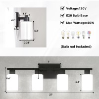 Black Bathroom Light Fixtures Over Mirror 4 Lights Matte Black Vanity Lights Modern Black Bathroom Vanity Lights With White Gl