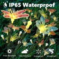 Solar Garden Lights, 2 Packs 16 Leds Solar Swaying Lights With Highly Flexible Wire, Like Lively Dragonfly Butterfly Firefly Flying In Garden, Waterproof Solar Outdoor Lights For Yard Pathway Decor