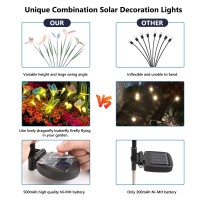 Solar Garden Lights, 2 Packs 16 Leds Solar Swaying Lights With Highly Flexible Wire, Like Lively Dragonfly Butterfly Firefly Flying In Garden, Waterproof Solar Outdoor Lights For Yard Pathway Decor