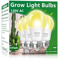 Shopled Grow Light Bulbs A19 Full Spectrum Led Grow Light Bulb 9W Plant Light Bulb 100W Equivalent E26 Base Grow Light For I