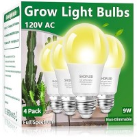 Shopled Grow Light Bulbs A19 Full Spectrum Led Grow Light Bulb 9W Plant Light Bulb 100W Equivalent E26 Base Grow Light For I