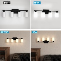 Zhizenl Bathroom Light Fixtures Over Mirror 4 Lights Matte Black Vanity Lights With White Glass And Clear Glass Lampshade Mode