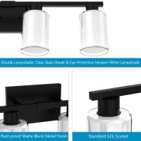 Zhizenl Bathroom Light Fixtures Over Mirror 4 Lights Matte Black Vanity Lights With White Glass And Clear Glass Lampshade Mode