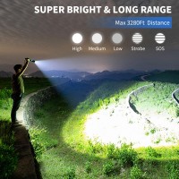 Sigoobal Flashlights High Lumens 990 000 Lumens Rechargeable Super Bright Flashlight With 5 Modes 12H Running Time Powerful F