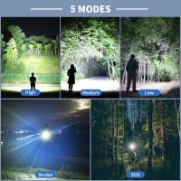 Sigoobal Flashlights High Lumens 990 000 Lumens Rechargeable Super Bright Flashlight With 5 Modes 12H Running Time Powerful F