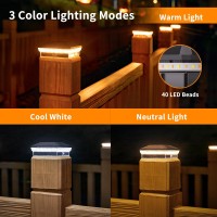 Ensli 4X4 Solar Post Lights Outdoor 2 Pack 40 Leds 30 Lumens Fence Post Solar Lights Outdoor With 3 Modes Waterproof Solar Pow