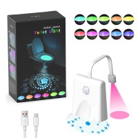 Toilet Light, 2024 Upgraded Toilet Lights Inside Toilet Rechargeable Projectable Motion Activated Toilet Seat Light Sensor Led Washroom Night Light 12 Colors Waterproof Gadgets For Men Women (1 Pcs)